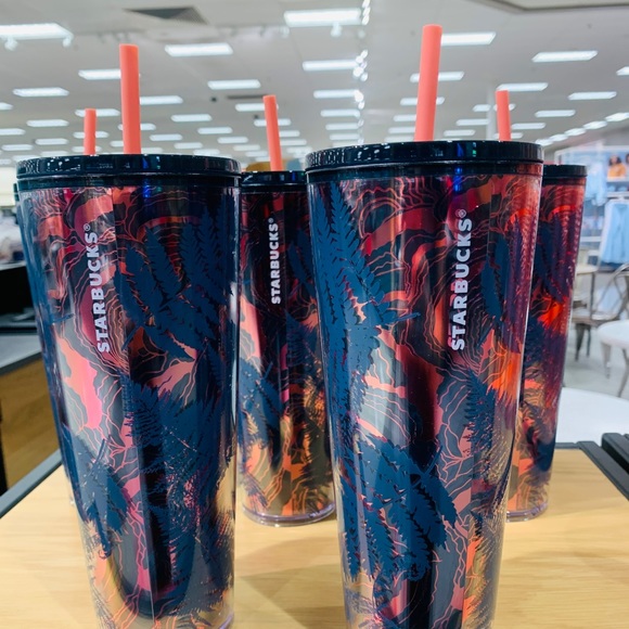 Starbucks Ocean Woodland Fern Tumbler Cold Cup 24oz New Fall 2022 Rose Gold Foil - Picture 16 of 16